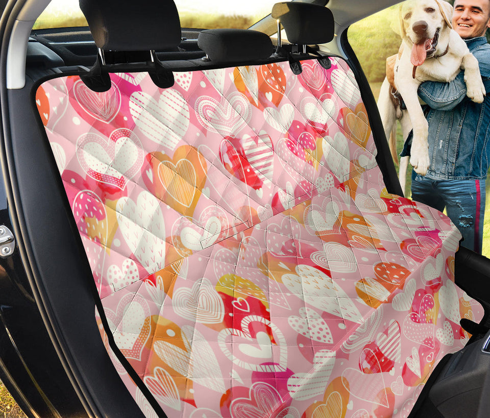 Hand Drawn Heart Design Pattern Dog Car Seat Covers