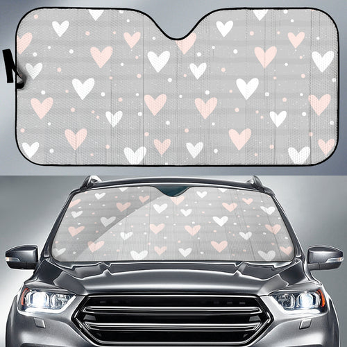 Heart Pattern Gray Background Car Sun Shade