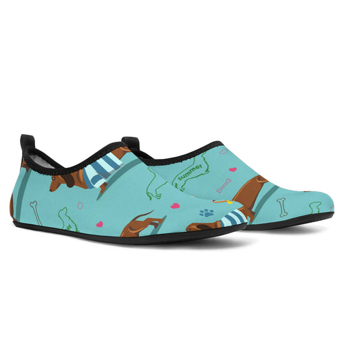 Dachshund Decorative Background Aqua Shoes