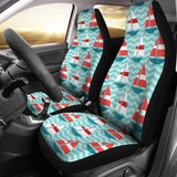 Red White Sailboat Wave Background  Universal Fit Car Seat Covers