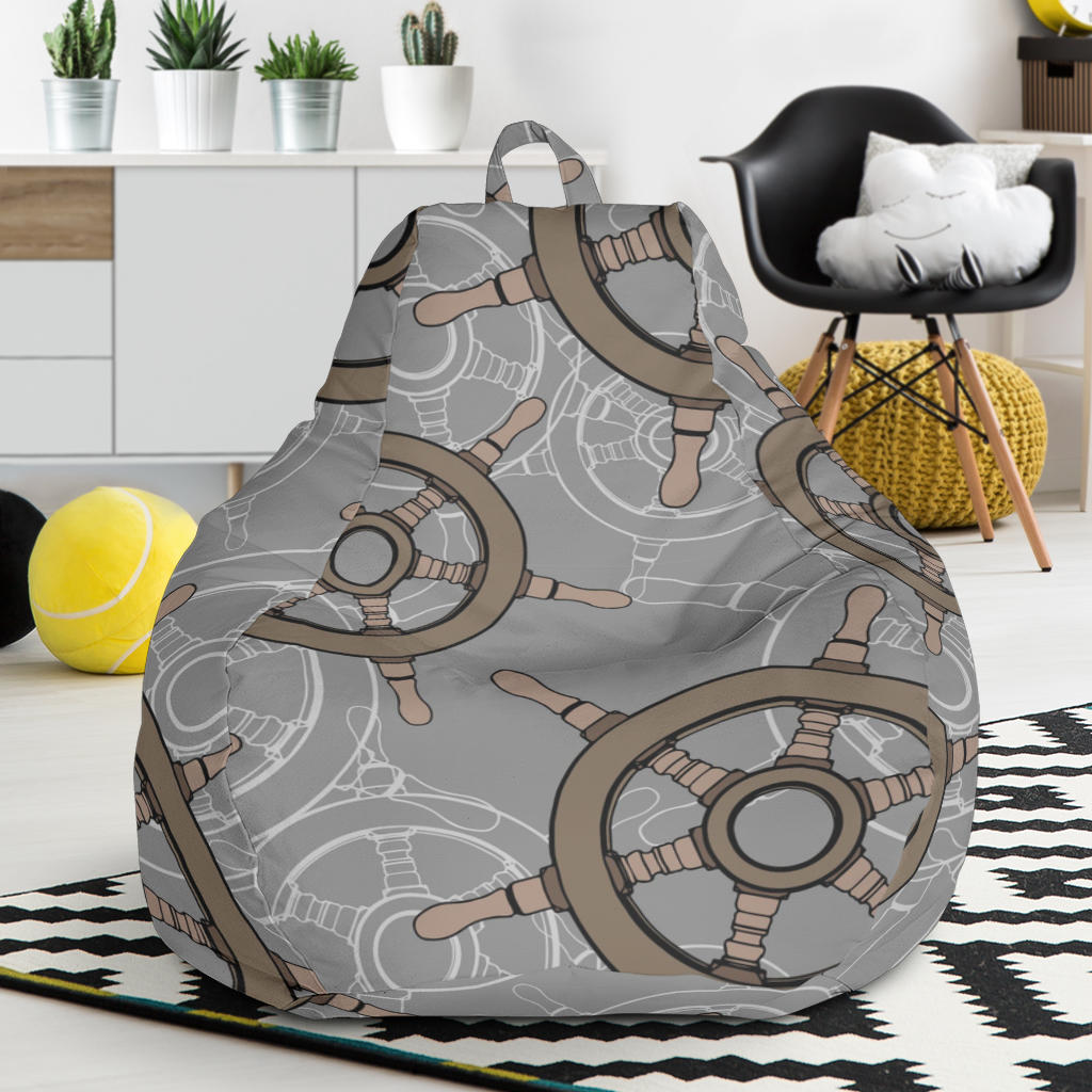 Nautical Wood Steering Wheel Pattern Bean Bag Cover