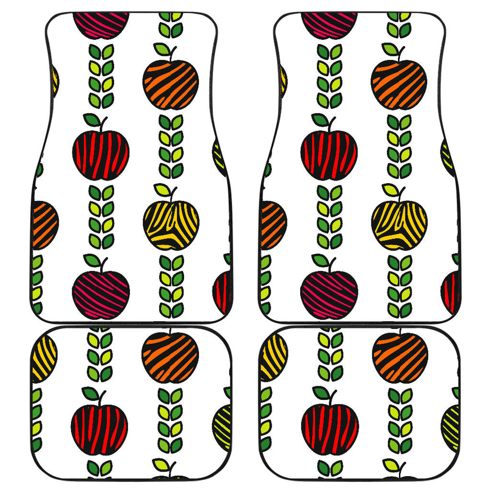 Colorful Apples Leave Zebra Stripe Front And Back Car Mats