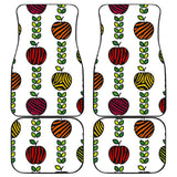 Colorful Apples Leave Zebra Stripe Front And Back Car Mats