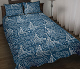 Hand drawn sailboat pattern Quilt Bed Set