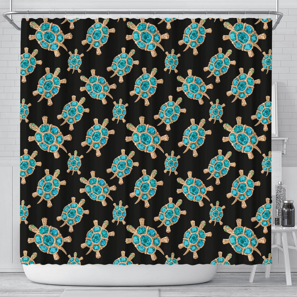 Sea Turtle Blue Stone Pattern Shower Curtain Fulfilled In US