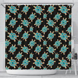 Sea Turtle Blue Stone Pattern Shower Curtain Fulfilled In US