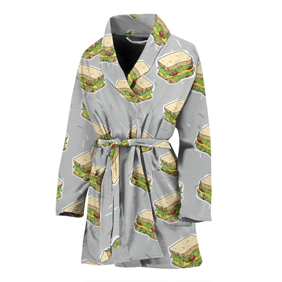 Sandwich Pattern Print Design 05 Women's Bathrobe