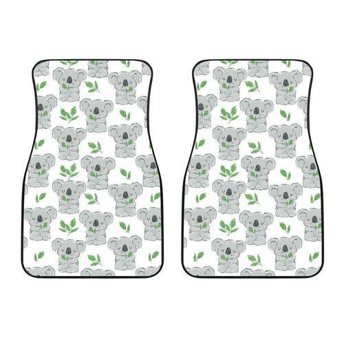 Hand Drawn Koala Leaves Pattern Front Car Mats