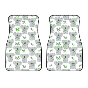Hand Drawn Koala Leaves Pattern Front Car Mats