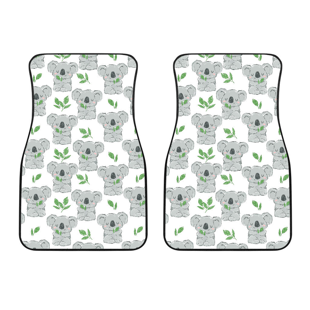 Hand Drawn Koala Leaves Pattern Front Car Mats
