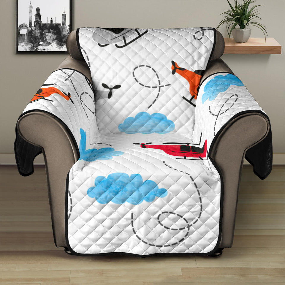 Watercolor helicopter cloud pattern Recliner Cover Protector