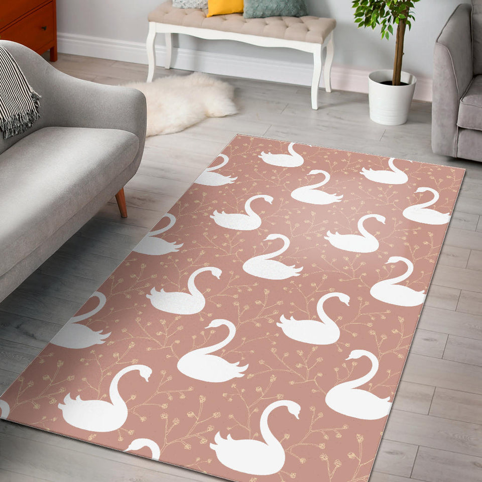 Swan Flower Light Pink Background Area Rug