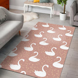 Swan Flower Light Pink Background Area Rug
