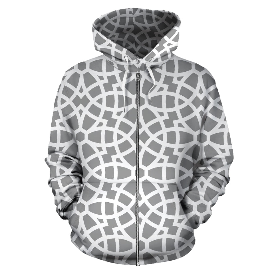 Arabic Gary Pattern Zip Up Hoodie