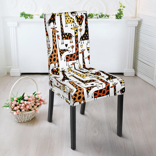 Giraffe Pattern Print Design 05 Dining Chair Slipcover