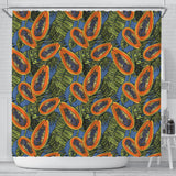 Colorful Papaya Tropical Leaves Shower Curtain Fulfilled In US