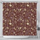 Coffee Bean Flower Pattern Shower Curtain Fulfilled In US