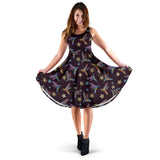Hummingbird Pattern Print Design 04 Sleeveless Midi Dress