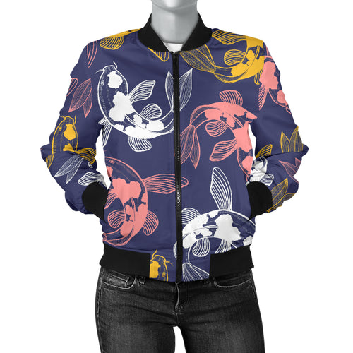 Koi Fish Carp Fish Pattern Women'S Bomber Jacket