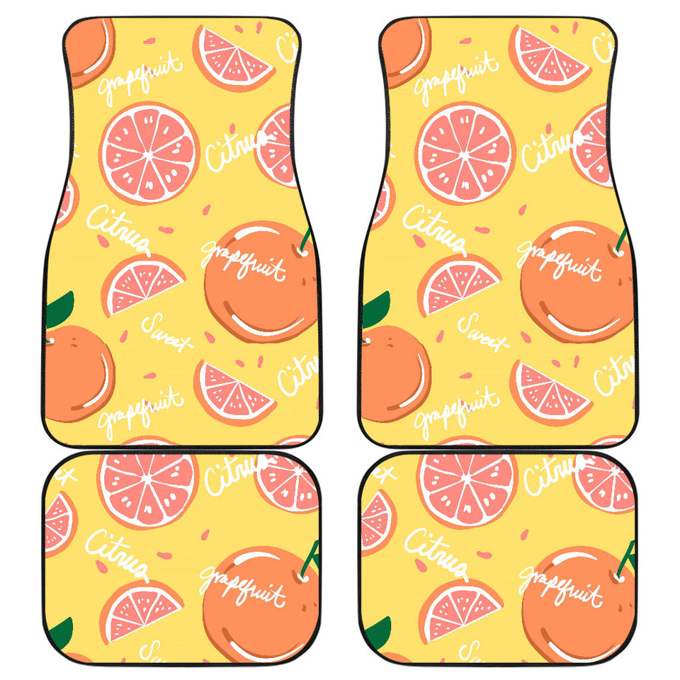 Grapefruit Yellow Background Front And Back Car Mats
