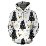 Christmas Tree Holly Snow Star Pattern Zip Up Hoodie