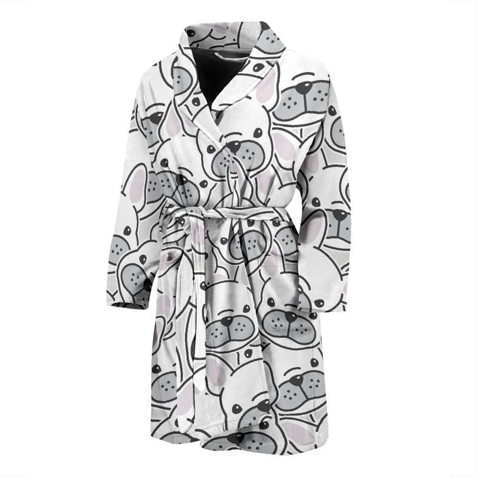 Cute French Bulldog Head Pattern Men'S Bathrobe