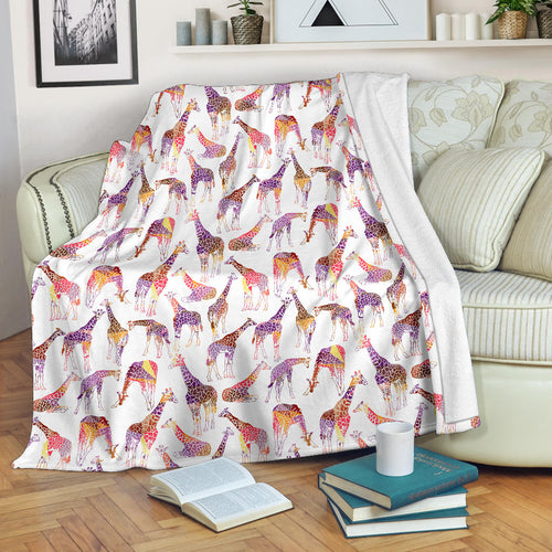 Giraffe Pattern Print Design 02 Premium Blanket