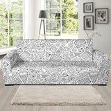 Cartoon Hand Drawn Ice Cream Black White Sofa Slipcover