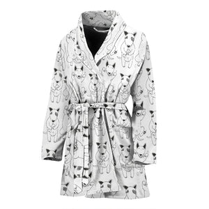 Bull Terrier Pattern Print Design 02 Women's Bathrobe