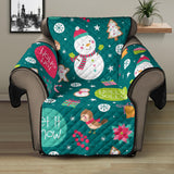 Snowman bird decorative elements christmas pattern Recliner Cover Protector