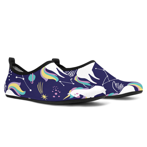 Hand Drawn Cute Unicorn Star Planet Aqua Shoes