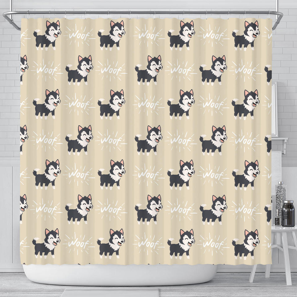 Cute Siberian Husky Shower Curtain Fulfilled In US
