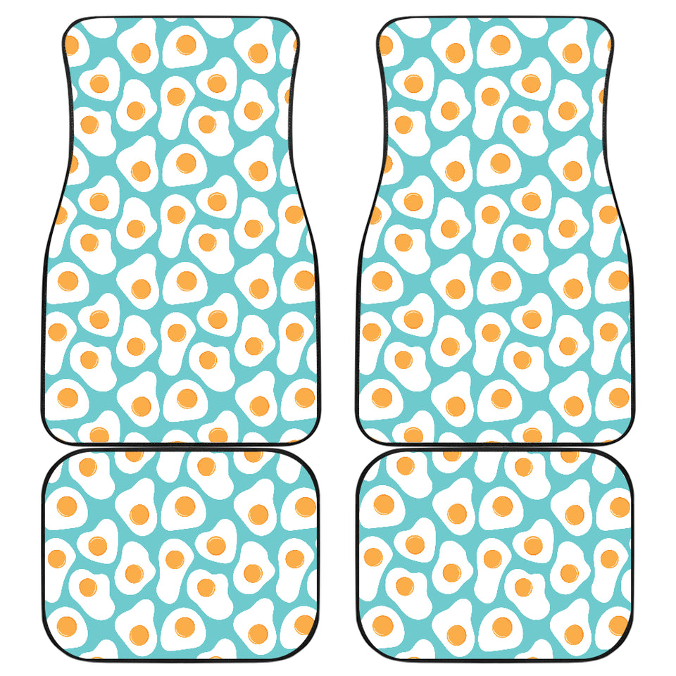 Fried Eggs Pattern Print Design 04 Front and Back Car Mats