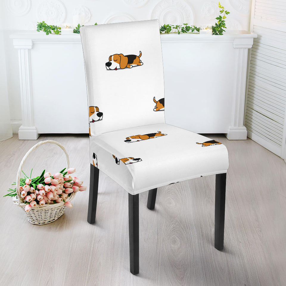Cute Beagle Dog Sleeping Pattern Dining Chair Slipcover