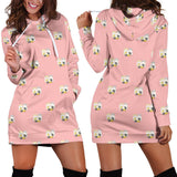 Cute Hamster Cheese Pattern Pink Background Women'S Hoodie Dress