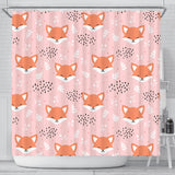 Cute Fox Pattern Pink Background Shower Curtain Fulfilled In US
