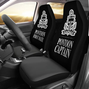 Car Seat Covers - Pontoon Captain And First Mate Black