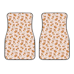 Cute Corgis Pattern Pink Background Front Car Mats