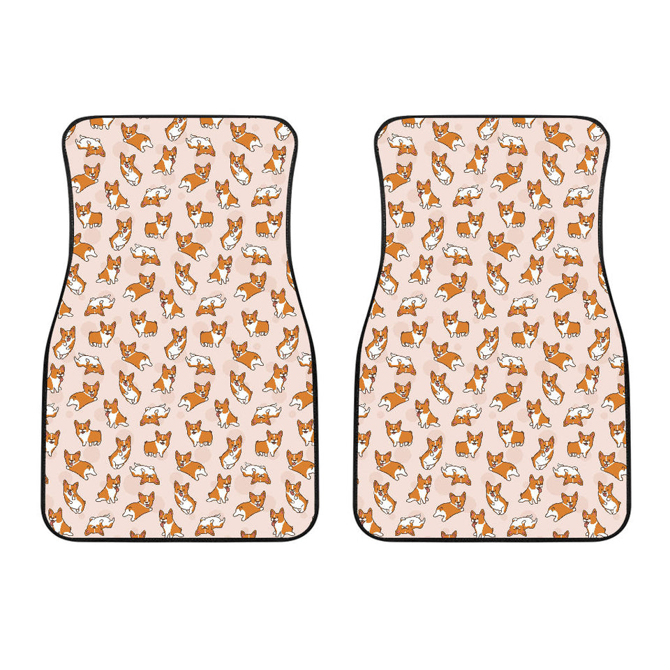 Cute Corgis Pattern Pink Background Front Car Mats