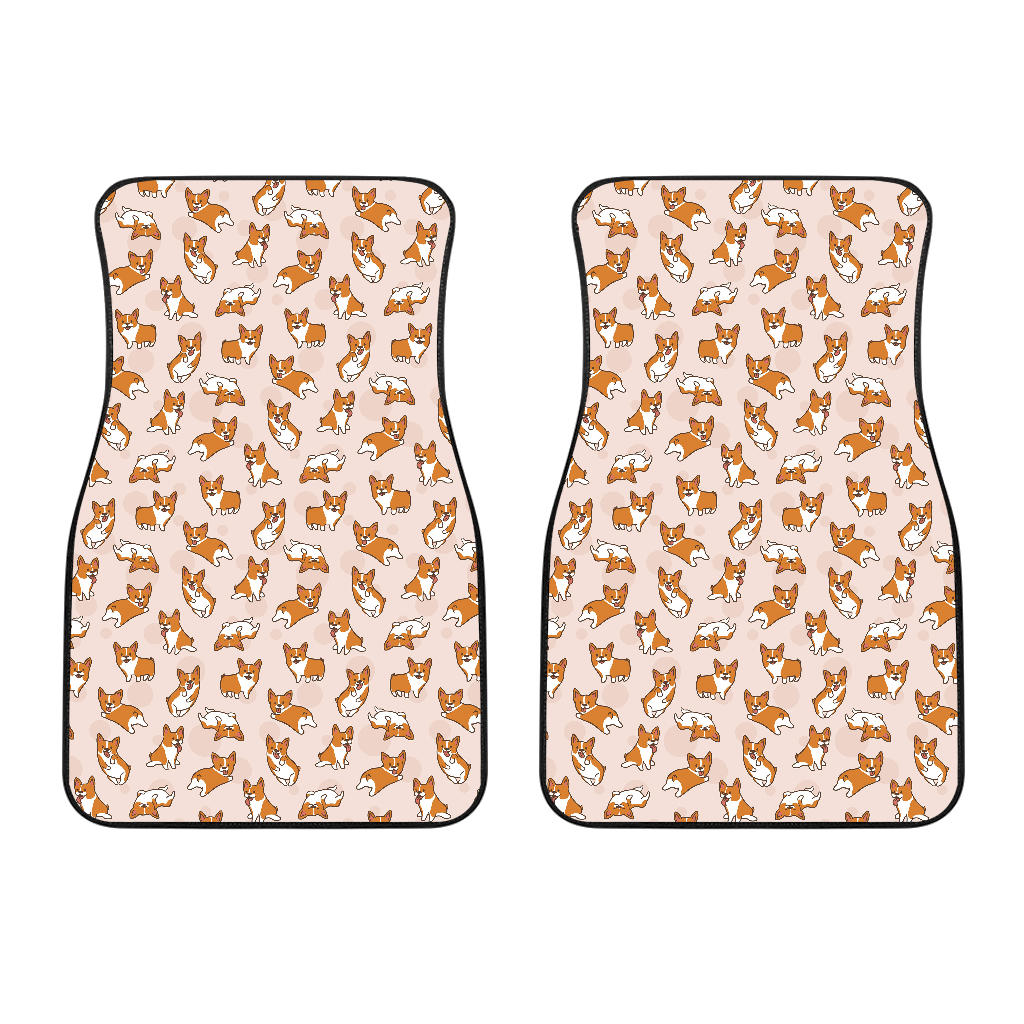 Cute Corgis Pattern Pink Background Front Car Mats