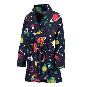 Colorful Space Pattern Planet Star Women'S Bathrobe