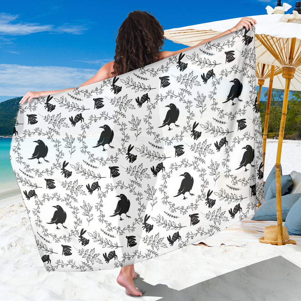 Crows Floral Wreath Rabbit Pattern Sarong