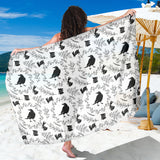 Crows Floral Wreath Rabbit Pattern Sarong