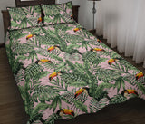 Toucan tropical green jungle palm pattern Quilt Bed Set