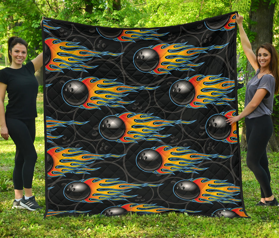 Bowling Balls Flame Pattern Premium Quilt