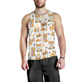 Cute dog corgi striped background pattern Men Tank Top