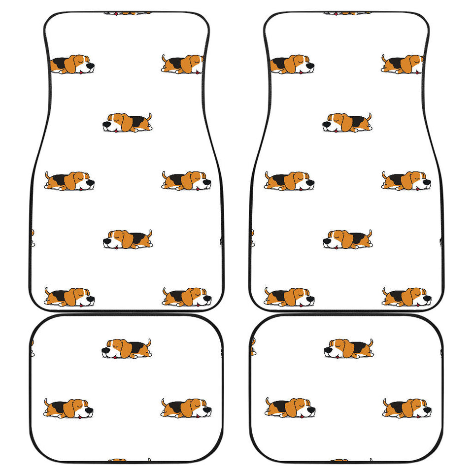 Cute Beagle Dog Sleeping Pattern Front And Back Car Mats