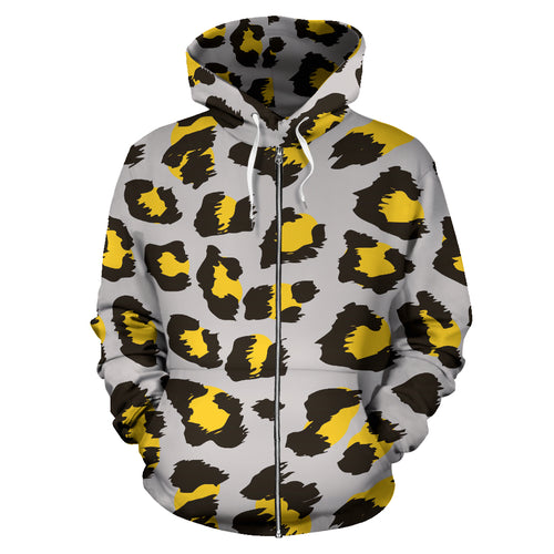 Gary Leopard Print Pattern Zip Up Hoodie