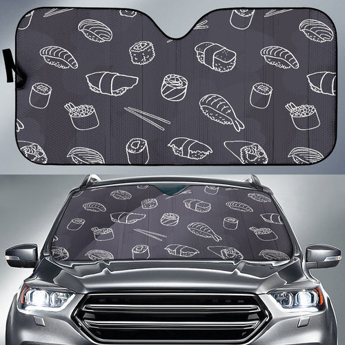 Sushi Pattern Black Background Car Sun Shade
