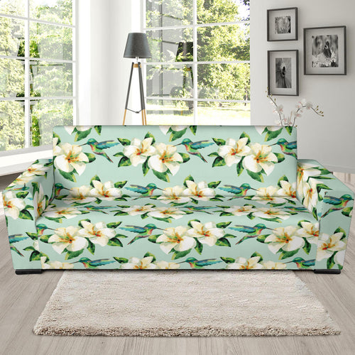 Hummingbird Pattern Print Design 01 Sofa Slipcover